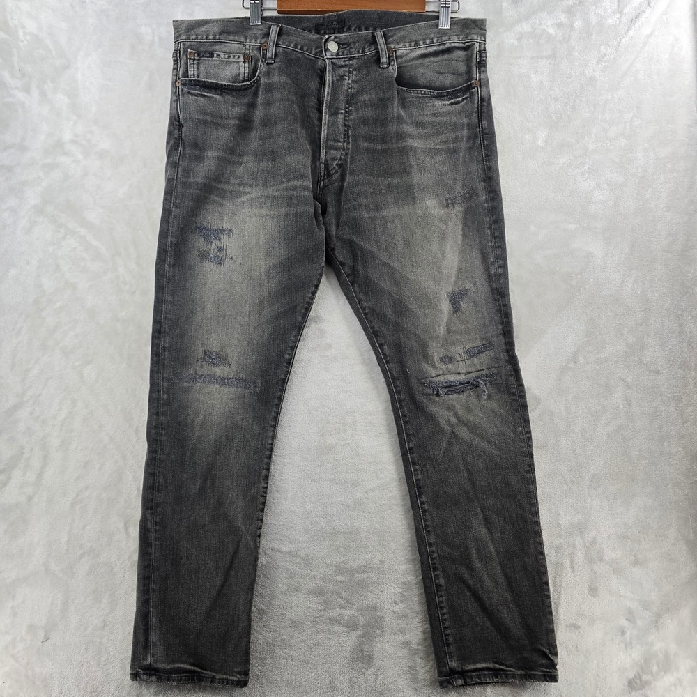 Polo Ralph Lauren black label Jeans Mens 36x30 Sullivan Slim Distressed Denim